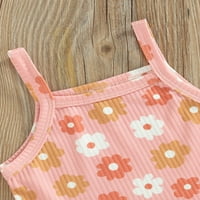 Gureui Kids Baby Girls Ljeto tenkovi + hlače, cvjetni ispis elastični struk džep džepni ukras za ukrašavanje