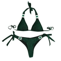 Kupaći kostimi za žene, ženski prugasti iskrivljeni push up bikini setovi plivanja plaža za plažu zelene