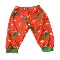 Kelajuan Parent-Ching Božićna noćna odjeća, dugi rukav Božićni dinosaur Print Tops + pantalone odijelo,