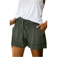 Hlače za ženske kratke hlače ženske struk vučne vučne hlače i hlače u obliku džepa plus labave elastične veličine casual pantalone ženske hlače zelene 5xl
