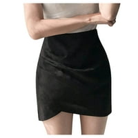 Hanas suknje ženska polovica suknje slatka boja tanka kratka suknja crna m