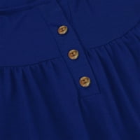 Ženske vrhove bluza Štampano kratki rukav Ležerne prilike za žene Ljeto Henley T-majice Dark Blue XL