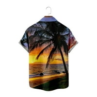 Dječačke majice i muškarci Havajske majice za muške majice, multicolour zalazak sunca Palm Beach casual