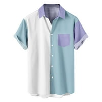 Daqian muns polo majice za čišćenje ljudi casual moda patchwork patwown ovratnik za zatvaranje kratkih rukava ima džepove majica majica za bluze za muškarce Clearing plave 12