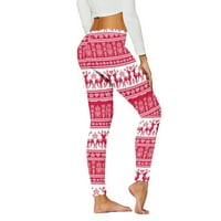 Knqrhpse gamaše za žene hlače za žene Yoga casual božićni uzorak visoki struk cvjetni tiskani joga trčanje