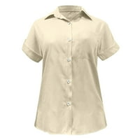 Ženske majice Ljeto Žensko Labavi bluze Pamuk Kaut Rollirani gumb kratkih rukava majica