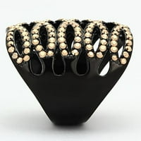Luxe nakit dizajnira ženski IP Black pozlaćeni prsten od nehrđajućeg čelika sa metalnim svijetlim zlatnim kristalima