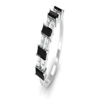 Black Spinel Polu vječni prsten sa dijamantima, godišnjički prsten za žene, srebrna srebra, SAD 6,50