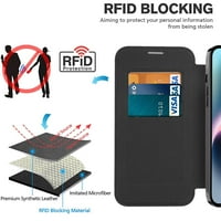 Kružite iPhone Case - Clear stražnji poklopac Flip novčanik Kućište kompatibilan sa magsafe, plavom