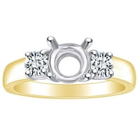 0. Carat okrugli oblik bijeli dijamantni zaručni prsten za dijamant u 14K čvrstog žutog zlatnog zvona