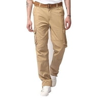 Mortilo muške radne hlače opušteno fit, multi-džepna čvrsta vanjska ravno vanjska ravnoteža u boji muške hlače kaki 3xl