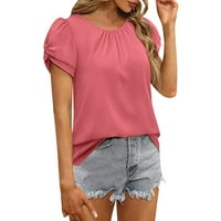 FSQJGQ T majice za žene Trendy dugim košulje za žene Veliki ženski vrat Crt Basic Top pamuk Soild Colore