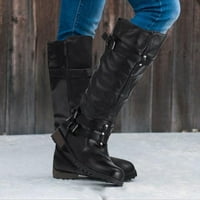 JUEBONG čizme na čišćenju Ženske čizme s niskim potpeticama koljena High Boots Trendy Pull on Jesen