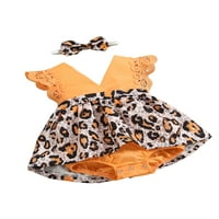 Jaweiw baby leopard print rumper haljine, djevojke bez rukava s rukavima na vratu, kombinezon sa čipkom + kaišem za glavu