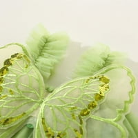 Qinghua Toddler Baby Girl Summer Tulle Haljina bez rukava 3D Leptir krila bez rukava A-line za vjenčanje haljina zelena 18 meseci
