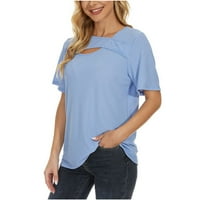 Žene obične majice casual kratki rukav na vrhu pune boje Basic Bluzes Ljeto labava fit košulja mekani