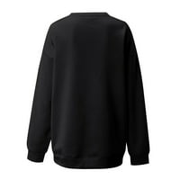DTIDTPE WOMENS 'prevelizirani Crewneck dugi rukav Ležerni pulover na vrhu crne s