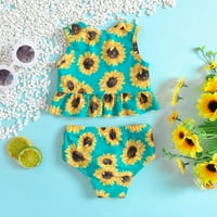 Kupaći kostimi za djevojke Proljeće ljeto cvjetni pamučni vrhovi bez rukava prsluk hlače na plaži za
