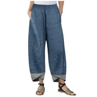 Riforla ženske hlače Žene Ležerne prilike pamučne posteljine patchwork nepravilne labave široke pantalone