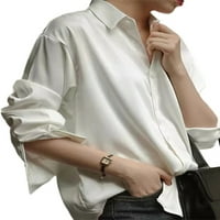 Hait Ladies majice dolje bluza rever na vratu Vrhovi tuničke košulje Spring dugih rukava bijeli 3xl