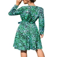 Bomotoo Ženske kratke haljine V izrez za reckerešene mini haljine casual party zelena xl