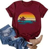 Duks za žene Cowgirl Tops Rainbow Beach tiskana Ljetna bluza s kratkim rukavima The Majica Majica Ležerne