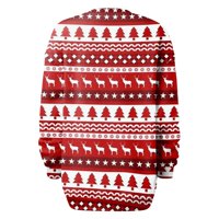 Hanas vrhovi ženski casual modni božićni print dugih rukava O-vrat pulover top crveni xl
