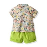 Vivianyo HD odjeća za dječake Cleariance Toddler Baby Boys Modna kratka rukava za blubu za kravate Cvijeće