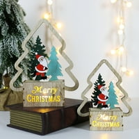 Heiheiup Božićni blistavi drveni ukrasi ukras LED svjetlo DIY DRVE CHALET za božićno stablo Prozor Dekor