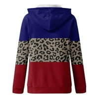 Trendi prevelizirani duksevi sa kapuljača za žene Ležerne leopard Boja patchwork Striped tiskani dugih
