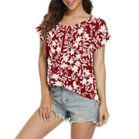 Ženske ljetne prevelike majice kratkih rukava sa kratkim rukavima na majici okrugli vrat Tors Moda cvjetni