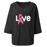 Odjeća za ženske majice Ležerne prilike, Svjesnost s rakom dojke T-Tops V izrez labave rukavske majice