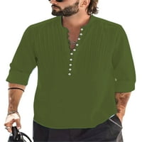 MUŠKI TUNIC košulja spuštaju vrhove majica s dugim rukavima Muška lagana bluza za odmor zeleni xl