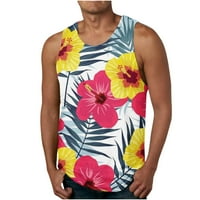 Zkozptok tenkovi muškarci Hawiian cvjetni printski majica bez rukava pamuk udobne opuštene fit majice,