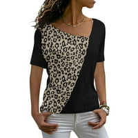 Beppter vrhovi za žene za žene kratki rukav ljetni modni casual čvrsta tiskana majica u boji Blok V