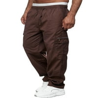 Carolilly Muške ravne hlače, srednji struk labavi džepovi za mršavljenje Casual Sports Fall pantalone