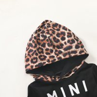 Fanvereka Novorođeni Leopard Outfits Outfits dojenčad uzorak dugih rukava sa džepom + pantalona sa remenom