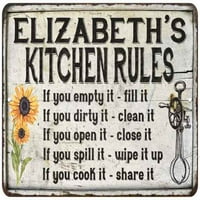 Elizabeth's Kuhinjska pravila Chic Sign Vintage Decor Metal Sign 112180032008