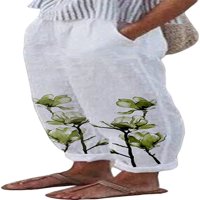 Ženske pamučne posteljine cvjetne ispise harem hlače za žene džepovi elastične struke konusne pantalone