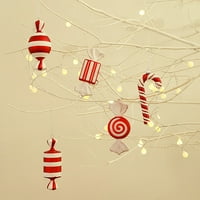 Privjesak sa bombonima Crveni-bijeli plastični candy Cane Cane, Božićno ukrašavanje drvva, ukrasi za