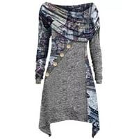 Žene Casual Boho Print Tunic Okrugla dekolte Diwer haljina Nepravilna haljina