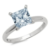 2.5ct princeze rez plavi prirodni akvamarinski 14k bijelo zlatni godišnjica za angažiranje prstena veličine