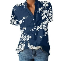 Ženske majice Ljetna modna casual čipka sa cvijetom V-izrezom tiskani temperament kratkih rukava majica