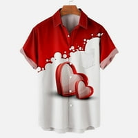 Uorcsa Top bluza Valentinovo za Valentinovo cvjetni tiskani džep kratkih rukava Popularni odmor ljetni plažni gumb rever muns majica crvena