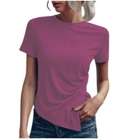 Kakina S prevelike košulje za žene čišćenje kratkih rukava, bazima pulover TOP pulover majica za bluzu bluza majica vruća ružičasta, xxl