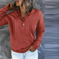 Honeeladyy uštede ženske ležerne dukseve gumb na vrhu pulover u boji pulover dugih rukava, ležerne duge
