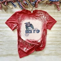 Ženska dana nezavisnosti Kratki rukav Shirt Summer Tie Dye Crewneck Beach Tee American Flag zapis majica