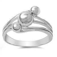 Kuglična perlica okrugla Nugget Wave Cutter Ring. Sterling Silver Band nakit ženske muške veličine 9