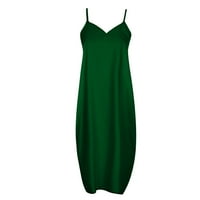 Leesechin ponude Maxi haljine za žene plus veličina prsluka modna remena srednje struka V-izrez bez rukava na plaži slim partija na plaži duga haljina na plaćenju zelena 2xl
