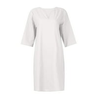 Tkinga modna ženska ljetna casual čvrsta labava majica haljina V izrez polu rukava mini plaža haljina bijela l